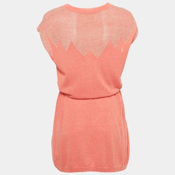 Zadig And Voltaire Rimo Metallic Knit Dress Tee Shirt Mini Coral Pink Size XS - Picture 2 of 16